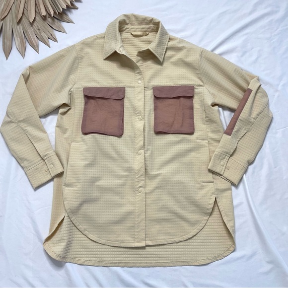Lululemon Athletica Grid Fleece Hiking Overshirt Prosecco Pink Clay Shirt Top 8 - Picture 1 of 10